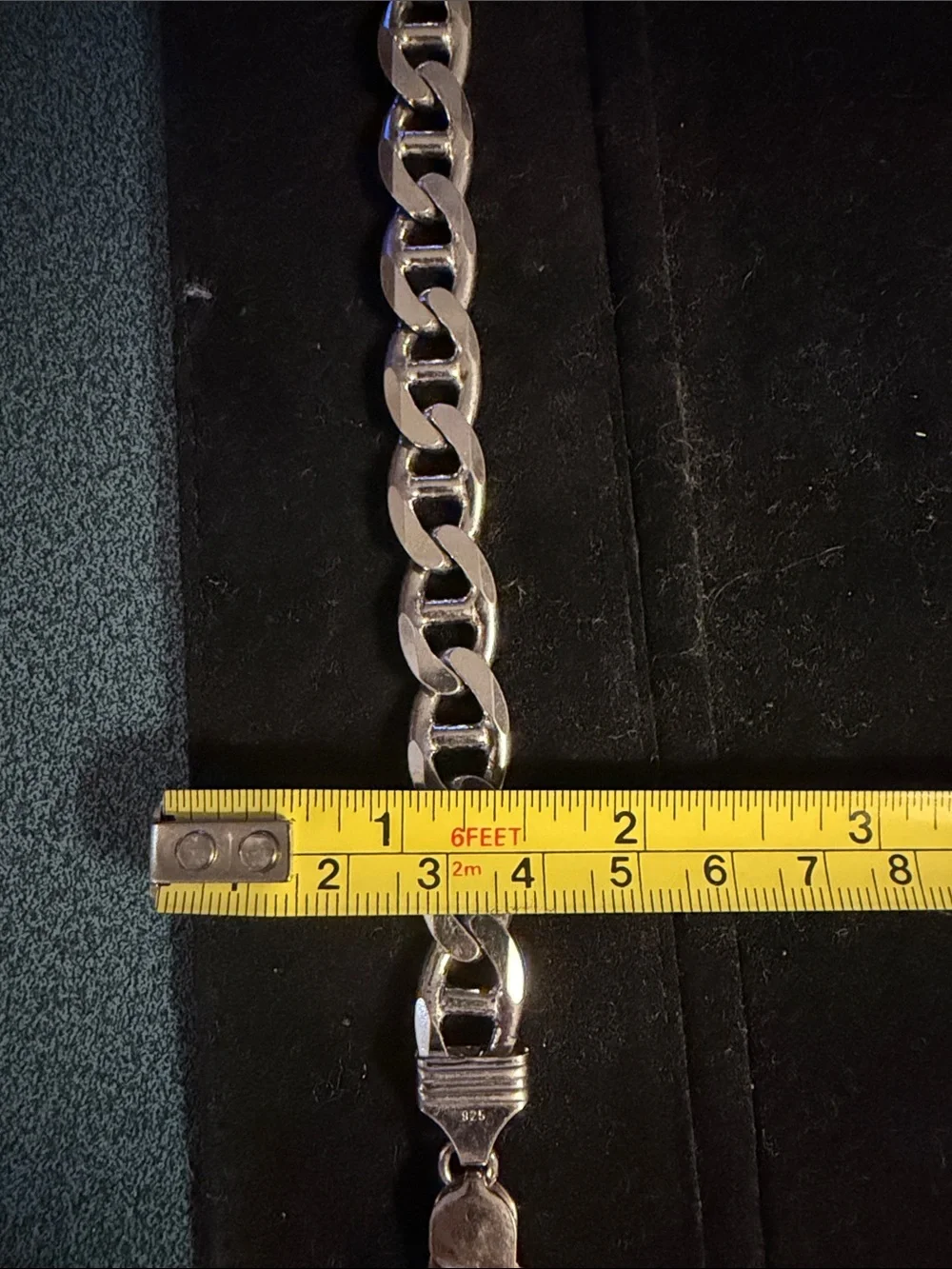 Men's Mariner link 925 Silver Chain Bracelet - 9in length and 9.5mm width